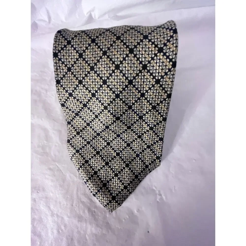 Lot of 5 Vintage Calvin Klein Silk Ties Necktie -Brown Black Geometric